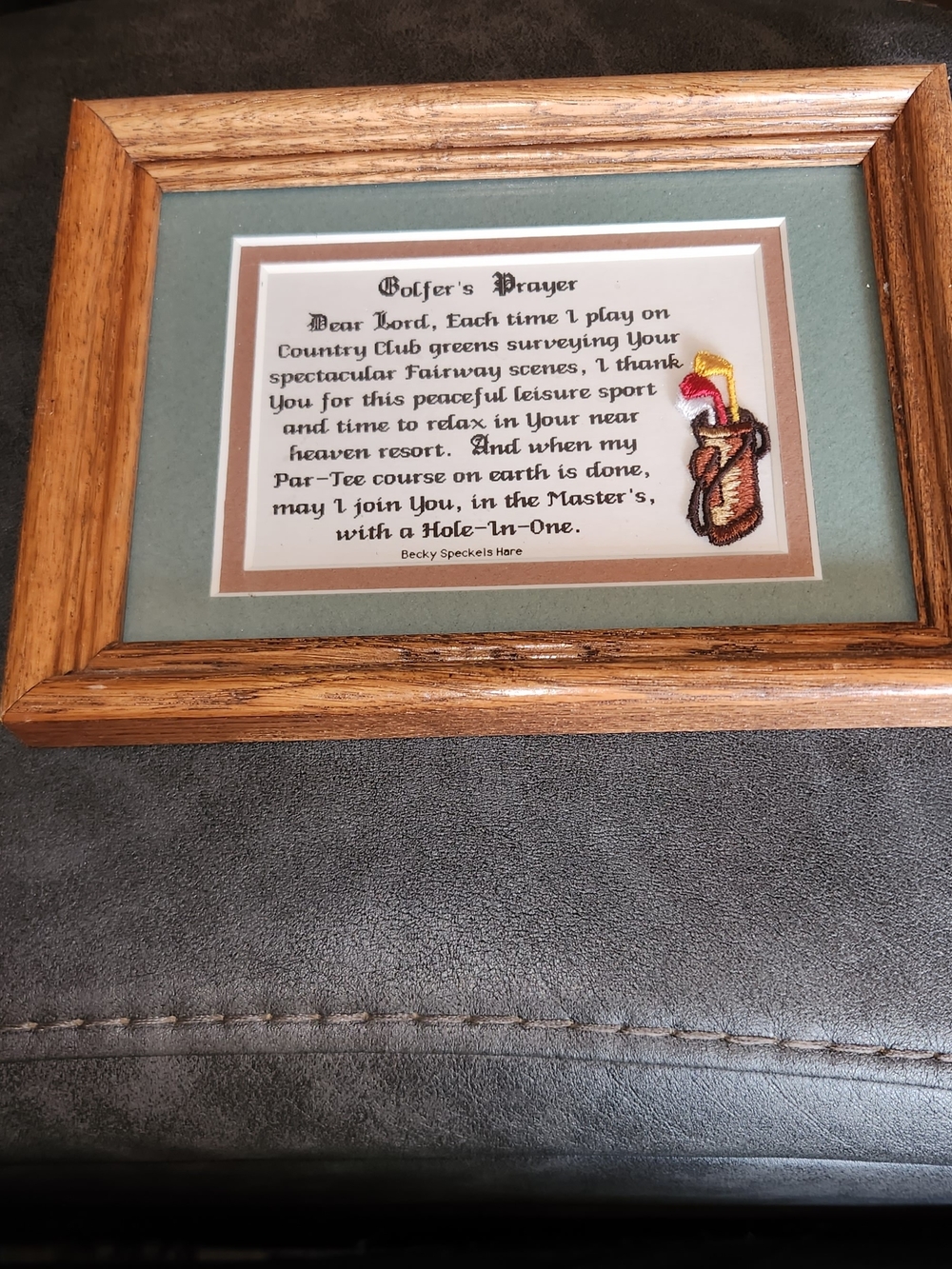 Source Unknown Framed Golfer's Prayer Wall Art in Brown, Green, Tan